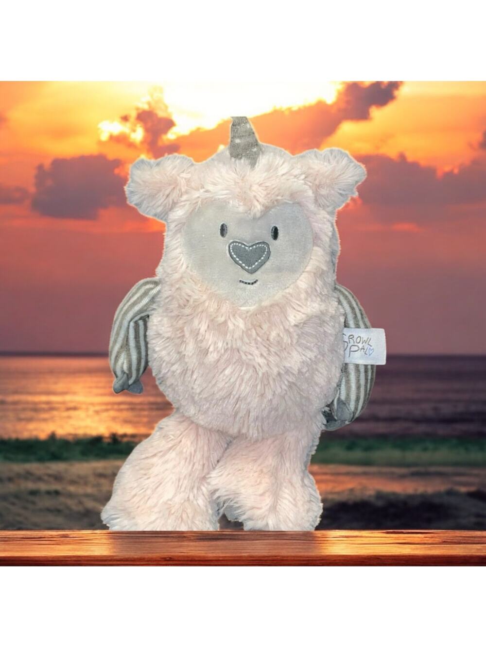 Demdaco Growl Pal Unicorn Dreams Monster Plush 10" Pink Horn Soft Nursery Decor